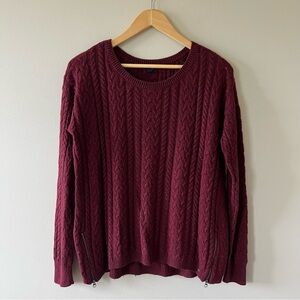 American Eagle Maroon Red Crewneck Women's Large Sweater with Side Zippers